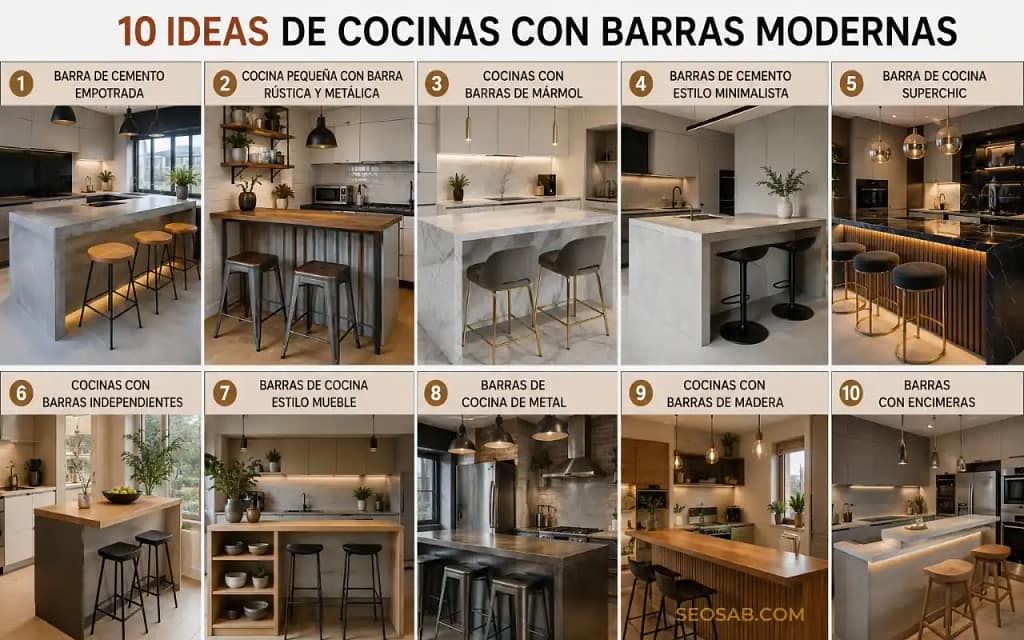 Cocinas con barras modernas