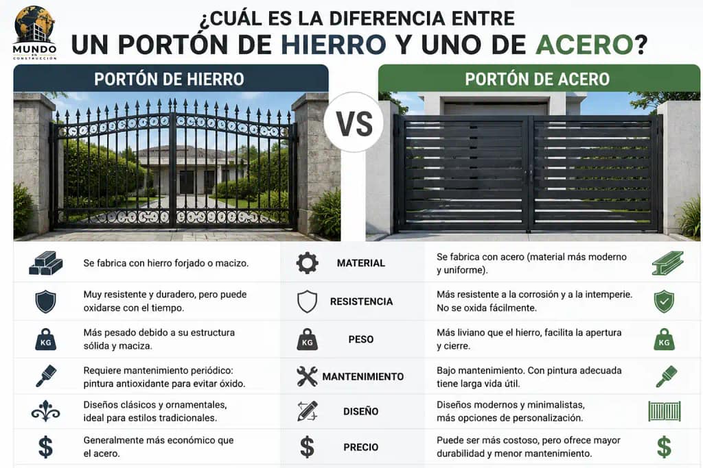 Diferencias entre portón de herrería y portón de acero